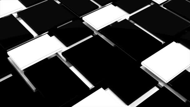 Superficie móvil cúbica en blanco y negro. Fondo abstracto. Diseño de movimiento. Patrón geométrico . — Vídeos de Stock