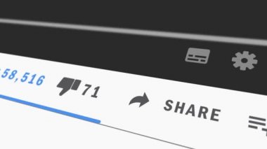 Sosyal ağın animasyonu, tepkileri sever, sevmez ve LCD ekranında artan sayaç. Kapat..