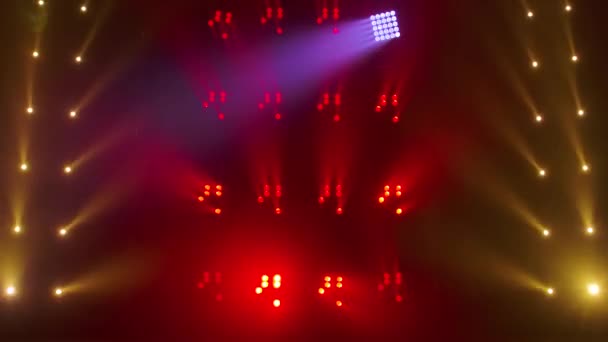 Stage with spot lighting, shining empty scene for holiday show, award Ceremony or advertising on the red and gold Background. — Stock Video