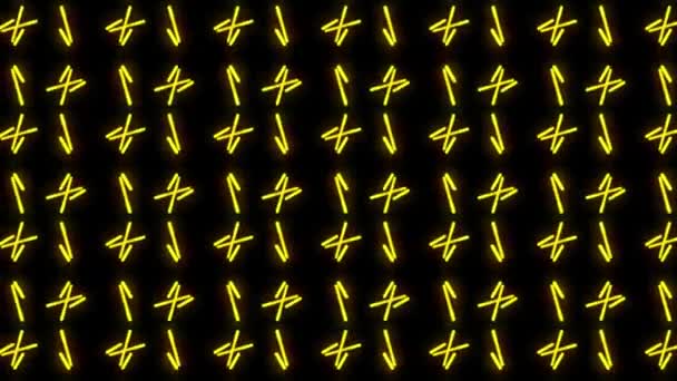 Linhas amarelas brilhantes abstratas do mosaico do néon. Partículas de fundo animadas. Loopable complexo gráfico movimento abstrato de néon e reflexões com repetições . — Vídeo de Stock