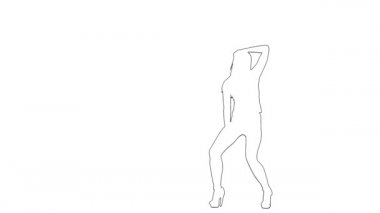 Kadının taslağı zarif erotik hareketler yapıyor. Siluet. Beyaz arkaplan