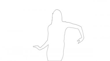 Kızın taslağı zarif erotik hareketler yapıyor. Siluet. Beyaz arkaplan