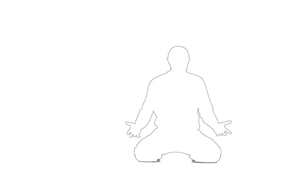 Outline sketch of guy is depressed, sitting on the floor. Silhouette. White background — Stock Video