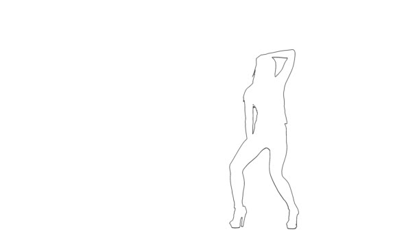 Outline schizzo di donna fa graziosi movimenti erotici. Silhouette. Fondo bianco — Video Stock