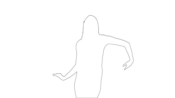 Outline schets van meisje maakt sierlijke erotische bewegingen. Silhouet. Witte achtergrond — Stockvideo