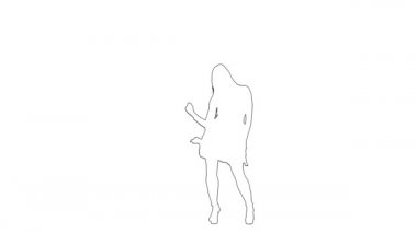 Kadının taslağı zarif erotik hareketler yapıyor. Siluet. Beyaz arkaplan