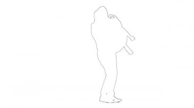 Adamın taslak çizimi kızı kollarına alıp öpüyor. Siluet. Beyaz arkaplan