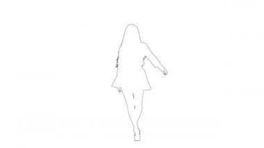 Kadının taslağı zarif hareketler yapıyor. Siluet. Beyaz arkaplan