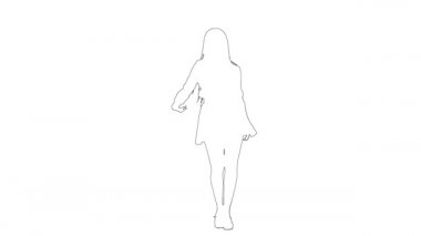 Kadının taslağı zarif hareketler yapıyor. Siluet. Beyaz arkaplan