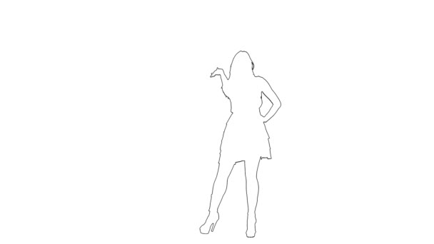 Esquisse de contour de la femme fait des mouvements érotiques gracieux. Silhouette. Fond blanc — Video