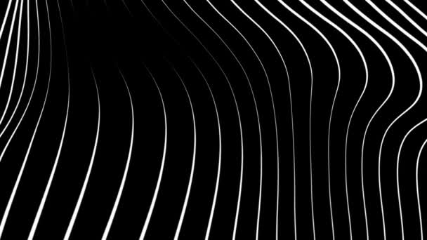 Abstraktes Schwarz-Weiß vertikal gestreifte optische Täuschung Wellenform Muster Grafiken Hintergrund — Stockvideo