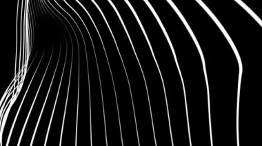 Soyut siyah ve beyaz dikey çizgili optik illüzyon dalgası şekilli grafikler arka planı