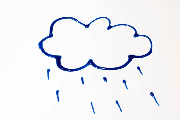 Egy Gyerek Festette Egy Felhő Egy Esőcsepp — Stock Fotó