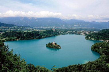 Panoramic view of Lake Bled from Mt. Osojnica, Slovenia clipart