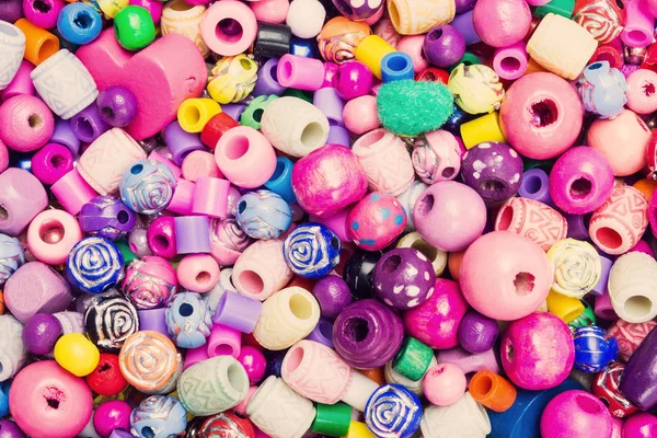 Beads Background. Retro Top View Colorful Bead Heap. — Stock Photo, Image