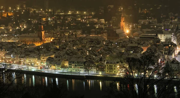 Heidelberg la nuit en hiver — Photo