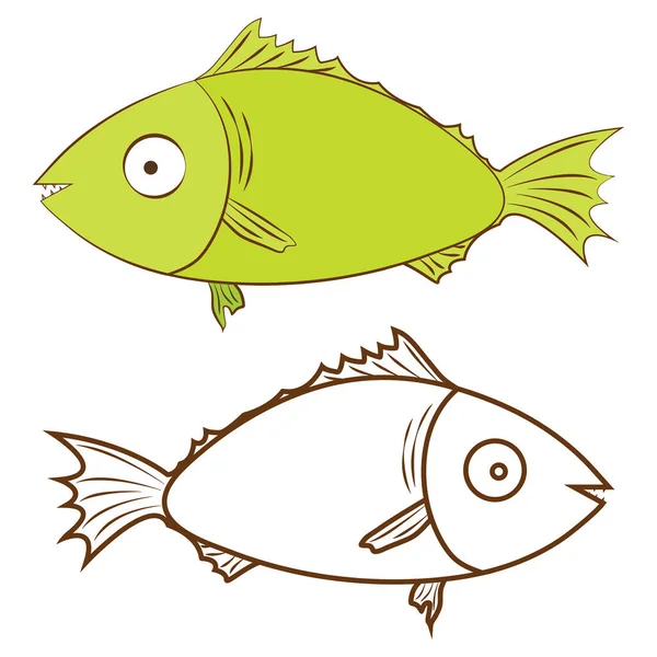 Δύο ψάρια απομονωμένα σε λευκό φόντο, εικονίδιο, ρέγγα - διανυσματική απεικόνιση — Διανυσματικό Αρχείο