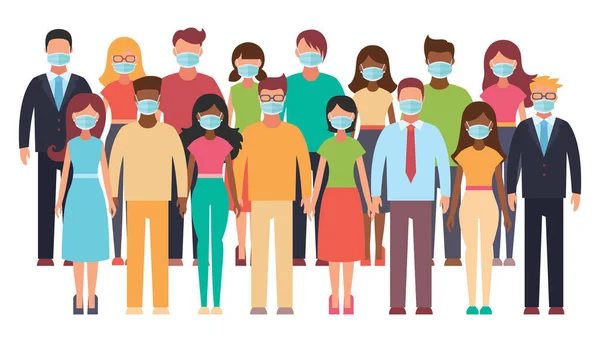 Coronavirus. Nieuw Coronavirus 2019-nKoV, mensen met een blauw medisch masker. Quarantaine coronavirus concept vector illustratie — Stockvector
