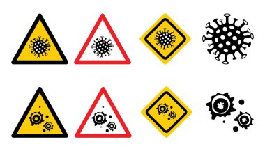 Salgın durdu. Yeni Coronavirus salgını covid-19 2019-nCoV. Vektör, işaret, simgeler