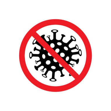 Koronavirüsü imzalayın. Koronavirüsü durdurun. Coronavirüs salgını. Coronavirus tehlikesi ve halk sağlığı risk hastalığı ve grip salgını. Tehlikeli hücrelerle pandemik tıbbi konsept. Vektör.