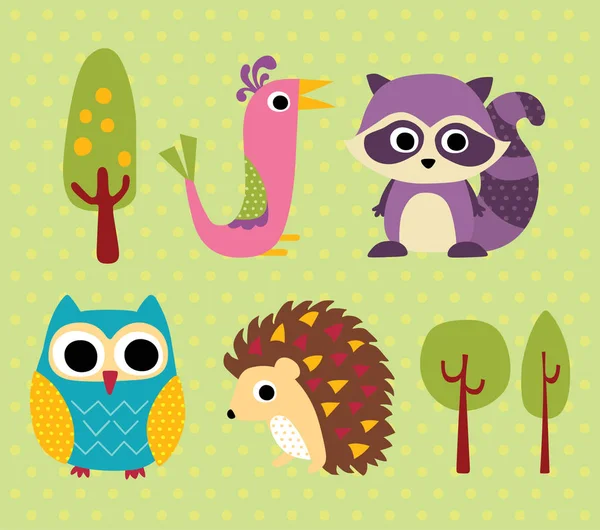 Set of cute woodland animals — Stock Photo, Image