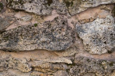 Bir dağın taş ayağının dokusu, gri renkli kaya ya da uçurum yosun ile karışmıştır.