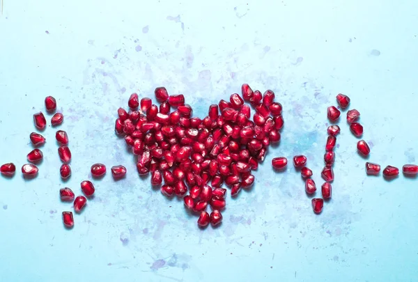 Conceptual Photo Healthy Heart Cardiogram Made Pomegranate Seeds Proper Diet 스톡 사진