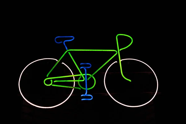 Bicycle Silhouette Shape Led Strip Dark Background — Stock Photo, Image