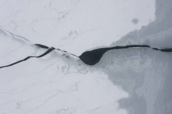 Top View Partial Frozen Lake Plansee Austria Winter — Stock Photo, Image