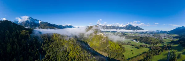 Aerial View Klause Valley Ruin Ehrenberg Castle Hohes Schloss Reutte — Stock Photo, Image