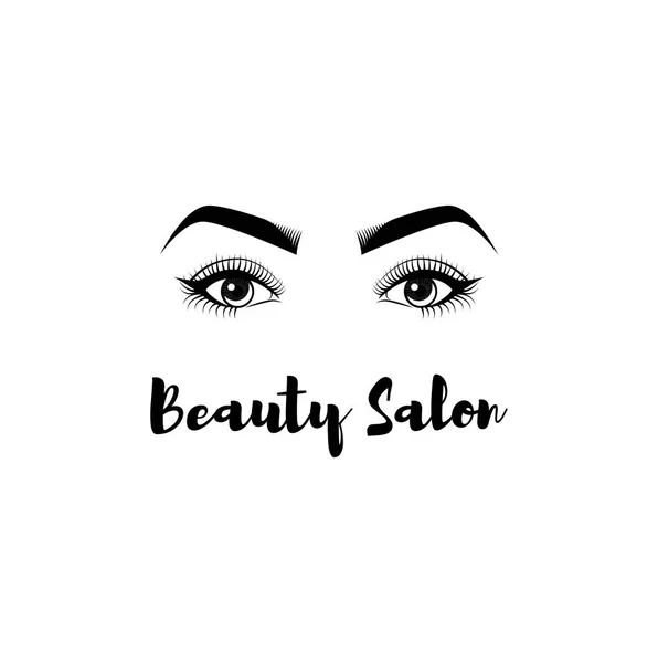 Badge de salon de beauté. Les yeux des femmes. Cils, maquillage des sourcils. Vecteur d'illustration de logo — Image vectorielle