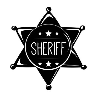 Şerif s rozeti. Vahşi Batı etiket. Batı illüstrasyon. Vektör siluet