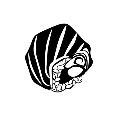 Suşi simgesi beyaz arka plan üzerinde izole siyah tek renkli tarzı. Gıda simge vektör çizim