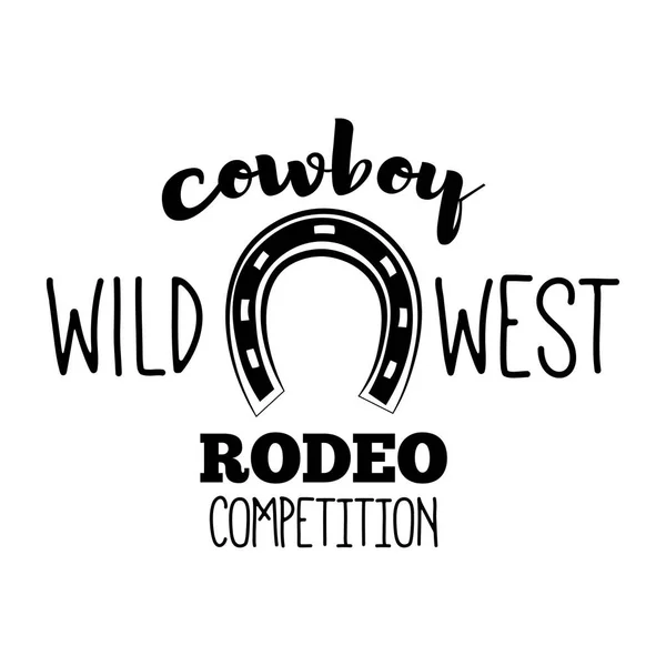 Potcoavă. Wild West Label. Rodeo Competition Badge. Ilustraţie occidentală. Vector — Vector de stoc