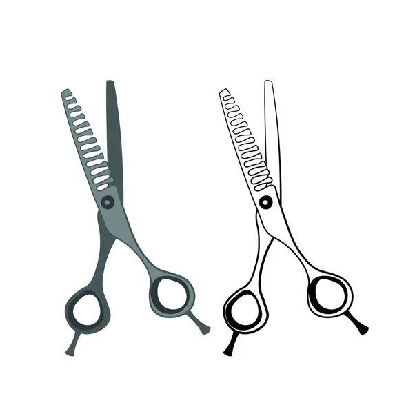 Hairdresser Scissors. Color and Monochrome Version. An Isolated Object. The Beauty Industry. Vector Illustration — Stock Vector