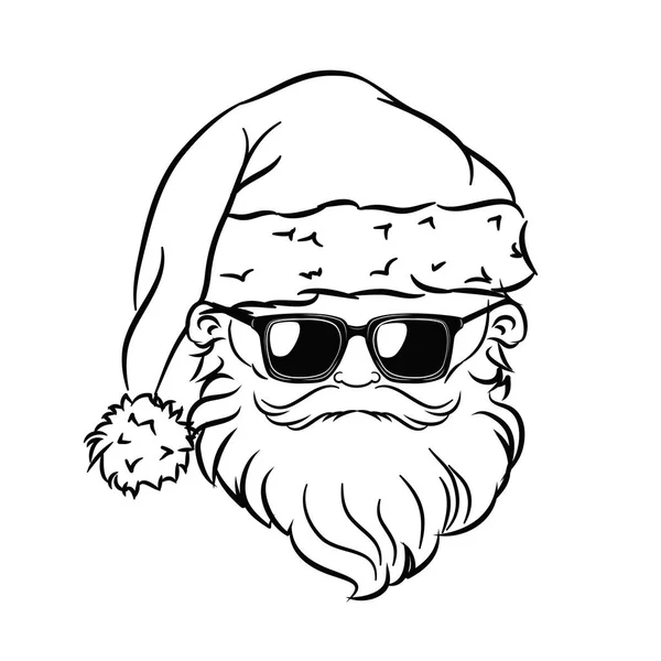 Hipster Santa Claus Head. Sunglasses. — Stock Vector