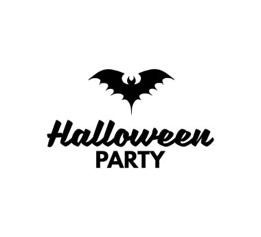 Bir yarasa silüeti. İşareti Halloween Parti rozeti. Vektör çizim.