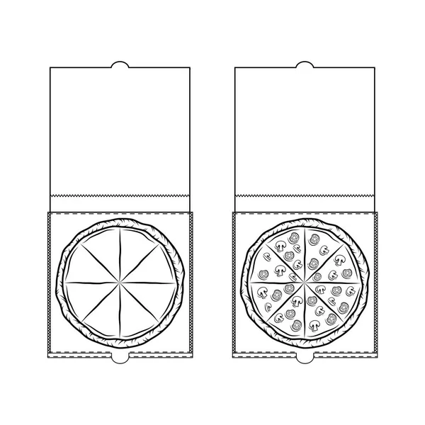 ボックスにピザ。デザイン要素。ベクトルの図。白で隔離 — ストックベクタ