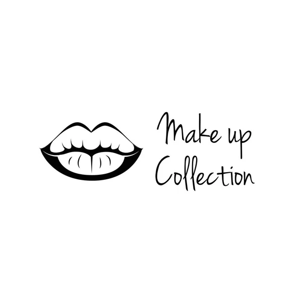 Make-up collectie. Zwart-wit zwart / wit lippen lijn vector kunst — Stockvector