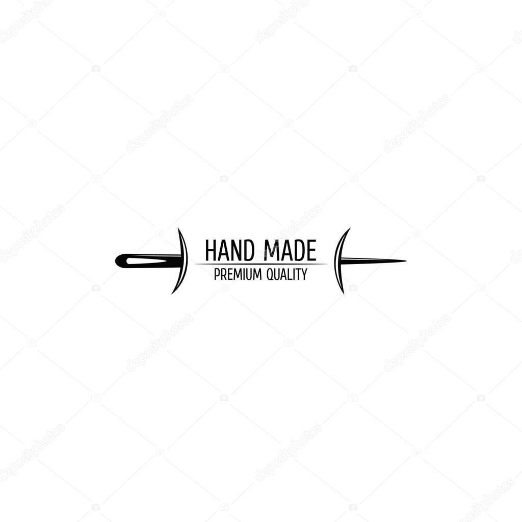 Retro Handmade, hand sewing and tailor shop logotype Design elements.Vintage badge and label