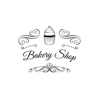 Vintage etiketi ile çikolatalı kek. Telkari çerçeve.