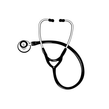 Stetoskop vektör çizim üzerinde beyaz izole