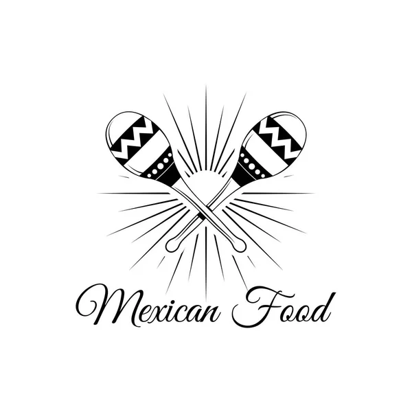 Marakasy. Jedzenie w Meksyku. Tradycyjne meksykańskie dania kuchni wektor ilustracja na białym tle — Wektor stockowy