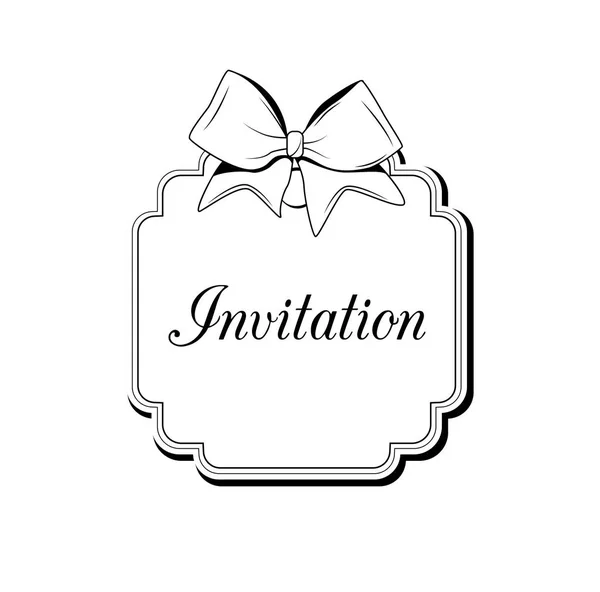 Label Ribbon Bow Wedding Invintation Template. Vector Illustration Isolated On White — Stock Vector