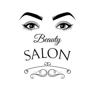 Gözleri beyaz arka plan üzerinde. Güzellik Salonu rozeti. Vektör çizim