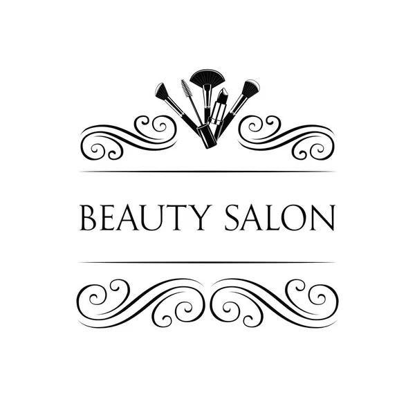 Beauty Salon Badge. Makeup Brushes Label Vector Illustration Isolated On White Royalty Free Stock Illustrations