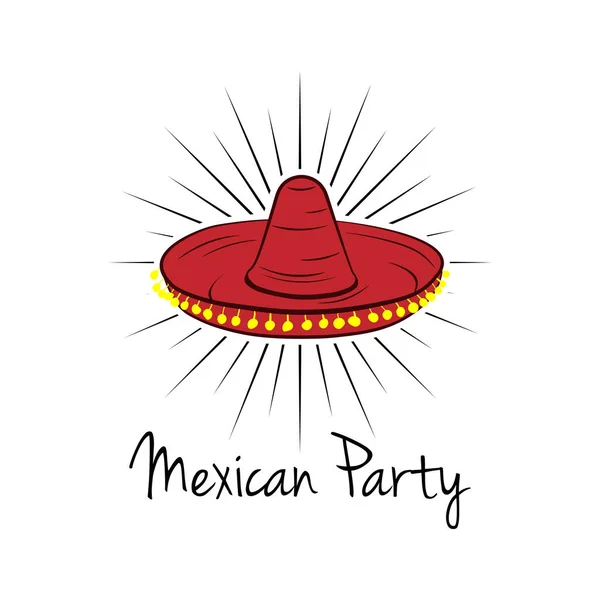 Mexican hat, sombrero. Vector illustration isolated on white — Stock Vector