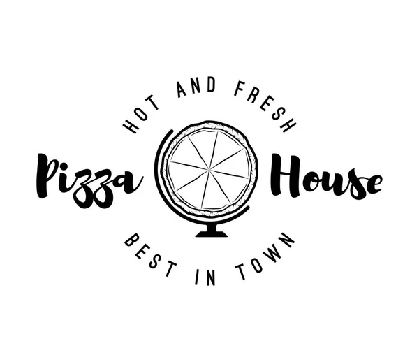 Pizza Globe stylově tenká linie izolovaných na bílém pozadí. Jídlo silueta. — Stockový vektor