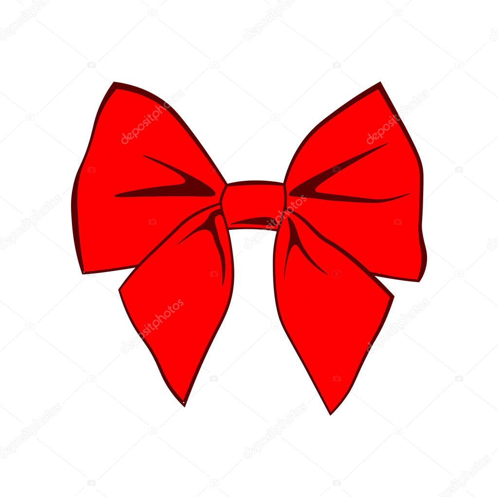 Red bow isolated on white. Design element