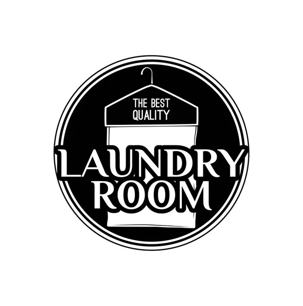 Laundry room label, badge, logo with hanger Vector — Stock Vector